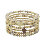 112036, CROSS ACCENT MULTI LAYERED BEADED STRETCH BRACELET