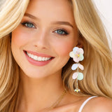 112037, ACRYLIC FLOWER DROP EARRINGS