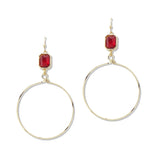 112038, STONE ACCENT HAMMERED HOOP DROP EARRINGS