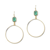 112038, STONE ACCENT HAMMERED HOOP DROP EARRINGS