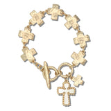 112040, HAMMERED CROSS LINK TOGGLE CHARM BRACELET