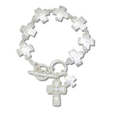 Hammered Cross Link Toggle Charm Bracelet