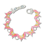 Pink Enameled Butterfly Magnetic Closure Bracelet - view 2