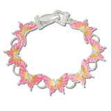 Pink Enameled Butterfly Magnetic Closure Bracelet