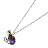 Abstract Enameled CAT Pendant Necklace - view 2