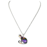 Abstract Enameled CAT Pendant Necklace