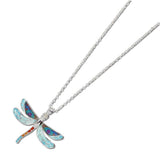 Abstract Enameled Dragonfly Pendant Necklace
