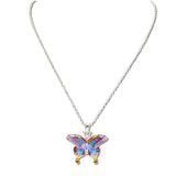 Abstract Enameled Butterfly Pendant Necklace