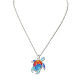 112056, ABSTRACT ENAMELED SEA TURTLE PENDANT NECKLACE wholesale fashion jewelry - GOOD FEELINGS, INC