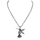 Western Turquoise Hummingbird Pendant Necklace