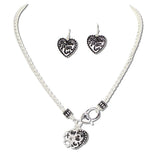 MOM Filigree Heart Charm Necklace