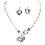 Filigree Heart and Flower Charm Necklace