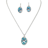 112066, BLUE LUCITE STONE STARFISH CHARM PENDANT NECKLACE wholesale fashion jewelry - GOOD FEELINGS, INC
