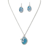 112067, BLUE LUCITE STONE SEA TURTLE CHARM PENDANT NECKLACE wholesale fashion jewelry - GOOD FEELINGS, INC