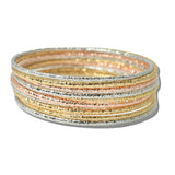 112068, TEXTURED STACKABLE BANGLE BRACELET SET wholesale fashion jewelry - GOOD FEELINGS, INC