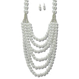 Multi Strand Pearl BIB Necklace SET