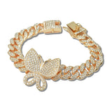 Pave Cuban Link Butterfly Bracelet