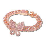 Pave Cuban Link Butterfly Bracelet - view 3