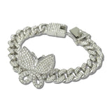 Pave Cuban Link Butterfly Bracelet - view 2