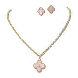 Clover Pendant Necklace and Stud Earring SET - view 3