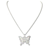MOP and Abalone Shell Butterfly Pendant Necklace