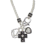 Filigree Cross and Prayer Hand Charm Necklace - view 2