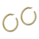 112088, 50MM CUBIC ZIRCONIA CRYSTAL ROUND HOOP EARRINGS wholesale fashion jewelry - GOOD FEELINGS, INC
