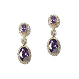 112089, CUBIC ZIRCONIA CRYSTAL OVAL DOUBLE HALO DROP EARRINGS wholesale fashion jewelry - GOOD FEELINGS, INC