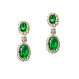 112089, CUBIC ZIRCONIA CRYSTAL OVAL DOUBLE HALO DROP EARRINGS wholesale fashion jewelry - GOOD FEELINGS, INC