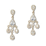 112090, CUBIC ZIRCONIA CRYSTAL PEAR CHANDELIER EARRINGS wholesale fashion jewelry - GOOD FEELINGS, INC
