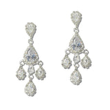 112090, CUBIC ZIRCONIA CRYSTAL PEAR CHANDELIER EARRINGS wholesale fashion jewelry - GOOD FEELINGS, INC