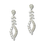 112091, CUBIC ZIRCONIA CRYSTAL MARQUISE LEAF DROP EARRINGS wholesale fashion jewelry - GOOD FEELINGS, INC