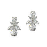 112092, CUBIC ZIRCONIA CRYSTAL ROUND HALO DROP EARRINGS wholesale fashion jewelry - GOOD FEELINGS, INC