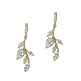 112093, CUBIC ZIRCONIA CRYSTAL LEAF DROP EARRINGS wholesale fashion jewelry - GOOD FEELINGS, INC