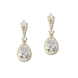 112096, CUBIC ZIRCONIA CRYSTAL PAVE OVAL DROP EARRINGS wholesale fashion jewelry - GOOD FEELINGS, INC