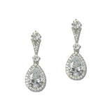 112096, CUBIC ZIRCONIA CRYSTAL PAVE OVAL DROP EARRINGS wholesale fashion jewelry - GOOD FEELINGS, INC