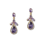 112098, CUBIC ZIRCONIA PEAR CUT HALO DROP EARRINGS wholesale fashion jewelry - GOOD FEELINGS, INC