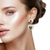 107717, 14K GOLD PLATED PUFFY HEART DESIGNER INSPIRED DANGLE EARRING