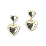 107717, 14K GOLD PLATED PUFFY HEART DESIGNER INSPIRED DANGLE EARRING