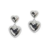 107717, 14K GOLD PLATED PUFFY HEART DESIGNER INSPIRED DANGLE EARRING