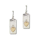 TWO Tone Cutout Rectangle Heart Drop Earrings