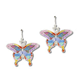 Abstract Enameled Butterfly Drop Earrings