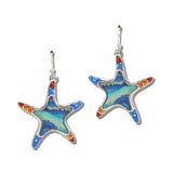 112107, ABSTRACT ENAMELED STARFISH DROP EARRINGS wholesale fashion jewelry - GOOD FEELINGS, INC