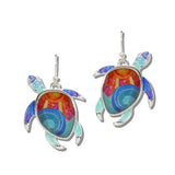112108, ABSTRACT ENAMELED SEA TURTLE DROP EARRINGS wholesale fashion jewelry - GOOD FEELINGS, INC