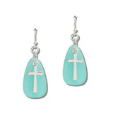112112, LUCITE STONE CROSS DROP EARRINGS wholesale fashion jewelry - GOOD FEELINGS, INC