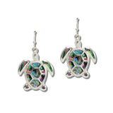 112114, ABALONE SHELL SEA TURTLE DROP EARRINGS wholesale fashion jewelry - GOOD FEELINGS, INC