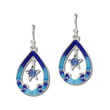 112120, ENAMEL TEARDROP STARFISH DROP EARRINGS wholesale fashion jewelry - GOOD FEELINGS, INC