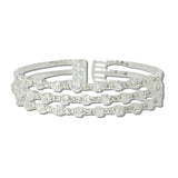 Cubic Zirconia Crystal Triple ROW Stretch Cuff Bracelet