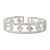 Cubic Zirconia Crystal Geometric Stretch Cuff Bracelet - view 3