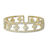 Cubic Zirconia Crystal Geometric Stretch Cuff Bracelet